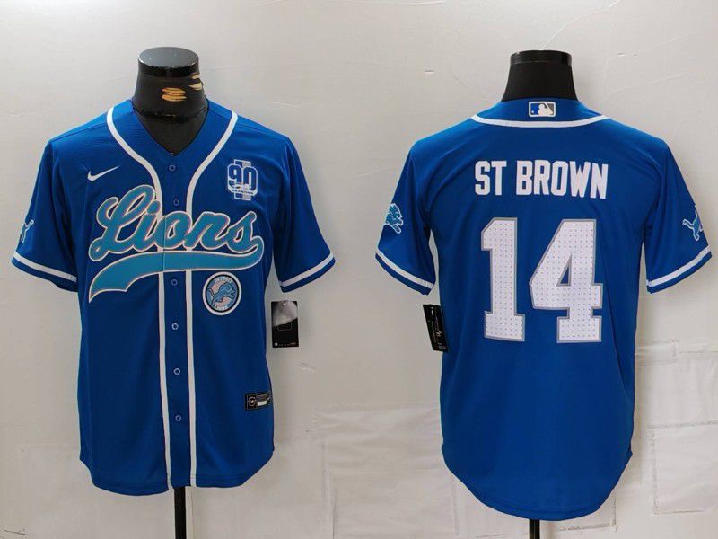 Men Detroit Lions #14 ST Brown Blue Second generation joint name 2024 Nike Limited NFL Jersey style 8155